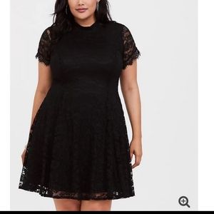 Black lace skater dress